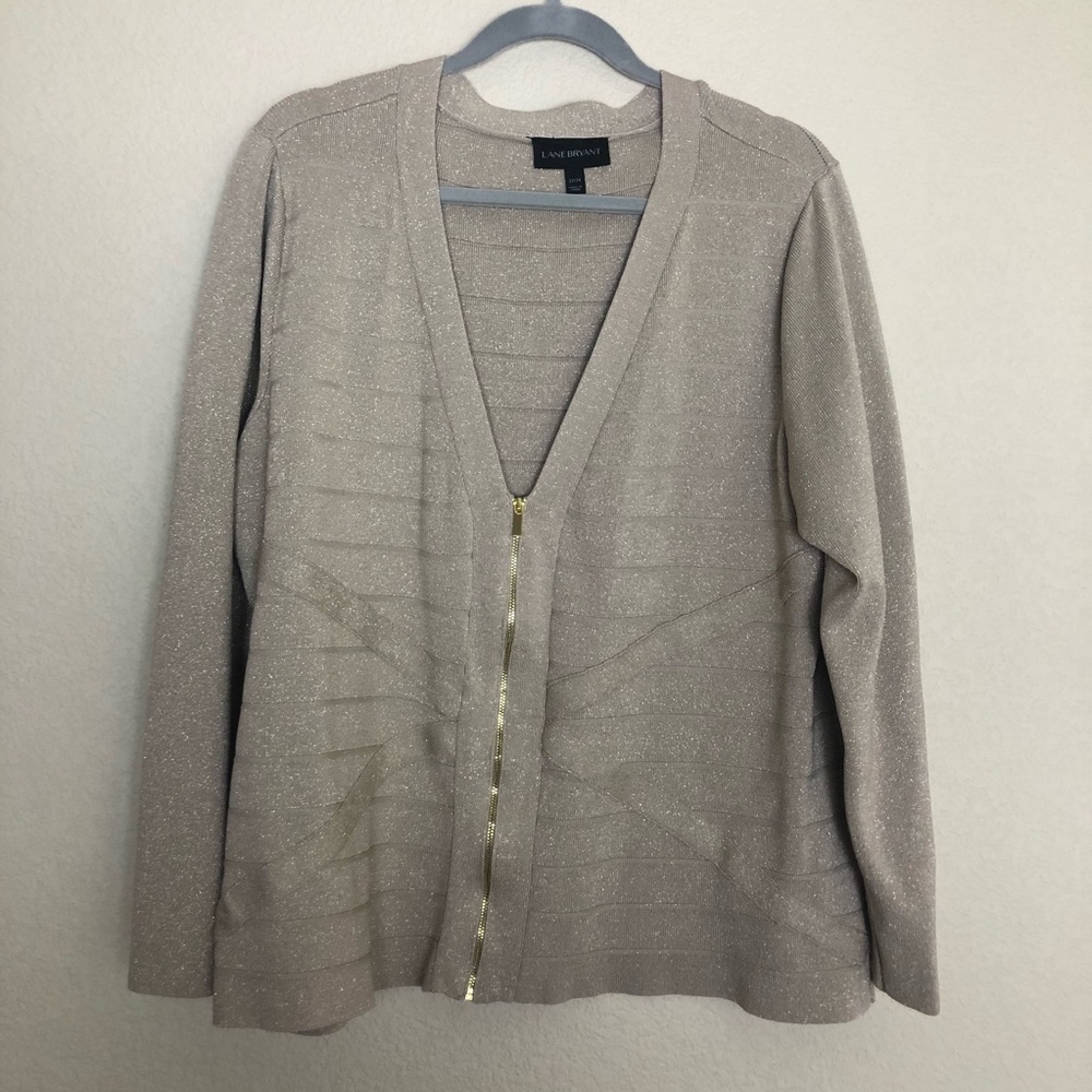 Lane Bryant gold metallic cardigan